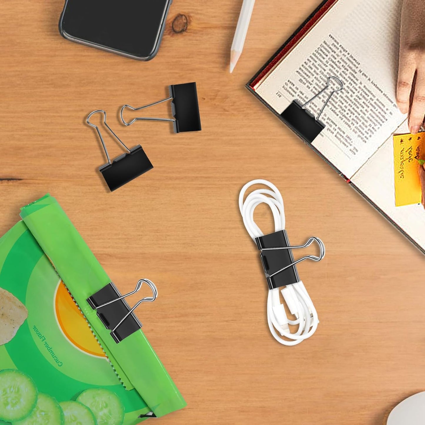 Ufmarine Medium Binder Clips 1.25 inch Length, (40 Pcs) Medium Paper Clips for Office