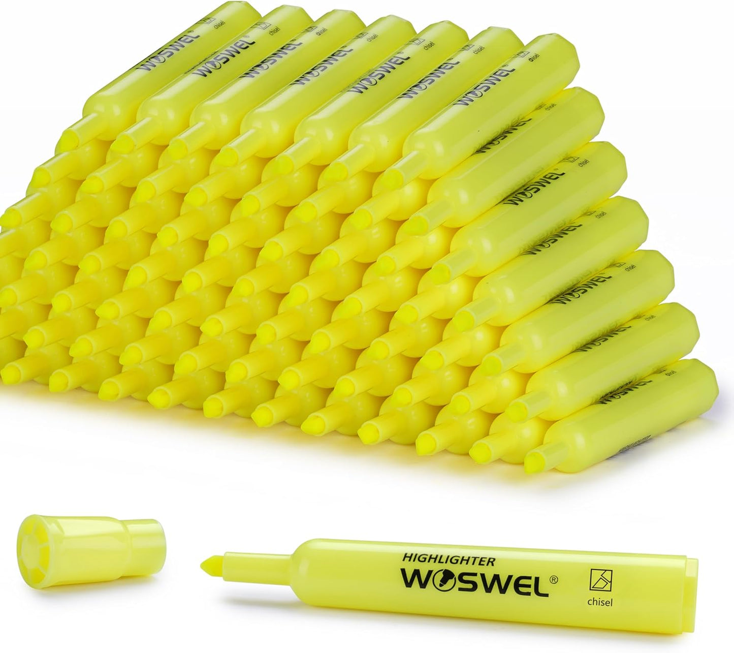Highlighters Bulk, 72 Pack Tank Style Highlighters Set, Fluorescent Yellow, Chisel Tip Highlighter Markers Bulk for Kid and Adult Coloring, Highlighting as School Supplies