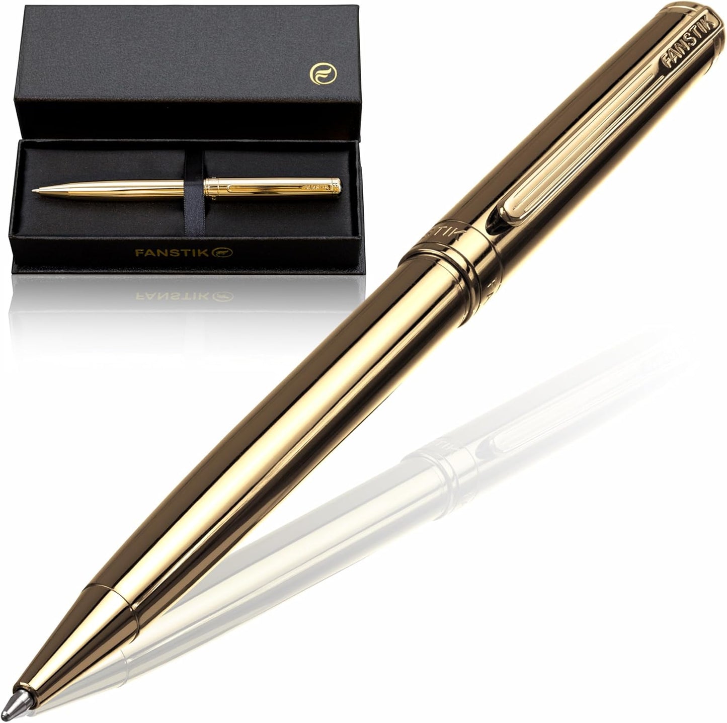 Customized Gold Luxury ballpoint pen (Made In USA) fancy gift set for women, Real 24K Gold Plating, Professional executive pen gift set for men (Lux Custom-BallPoint Gld)