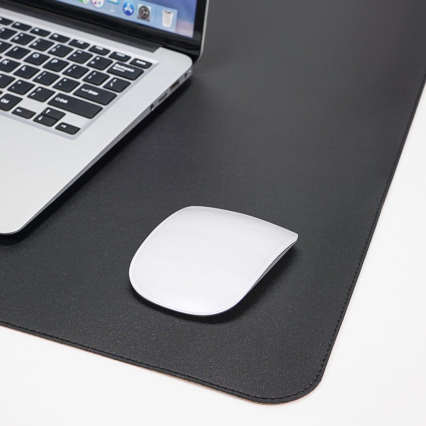 AFIING Leather Desk pad Protector, Large Non-Slip Office Desk Mat with Natural Cork & PU Leather, Waterproof Writing Mouse Pad for Office and Home (55in*17in,Black)