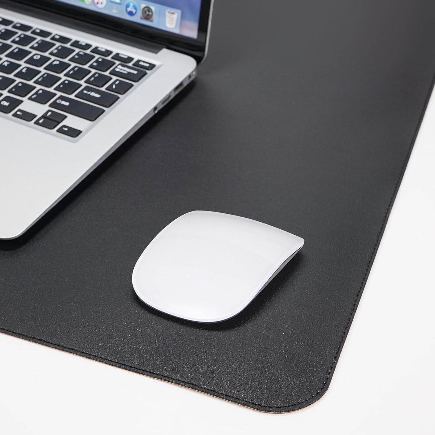 Leather Desk Pad Protector, Office Desk Mat, Large Mouse Pad,Cork Desk Mat, Laptop Desk Pad, Waterproof Desk Writing Pad for Office and Home (35in*17in, Black)