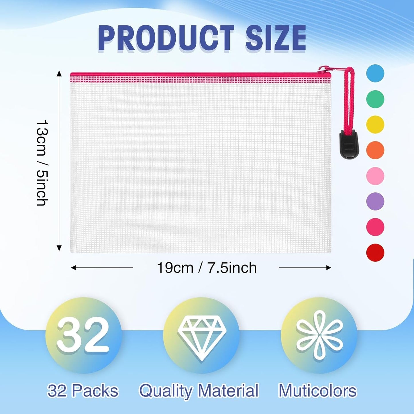 Jetec 32 Pcs Mesh Zipper Bags Toy Storage Bikini Organizer Bag Bolsas Para Guardar Trajes De Baño Waterproof Zipper Reusable Pouch Puzzle Multipurpose for Storage Office(Stylish Color,7.5 x 5 Inch)