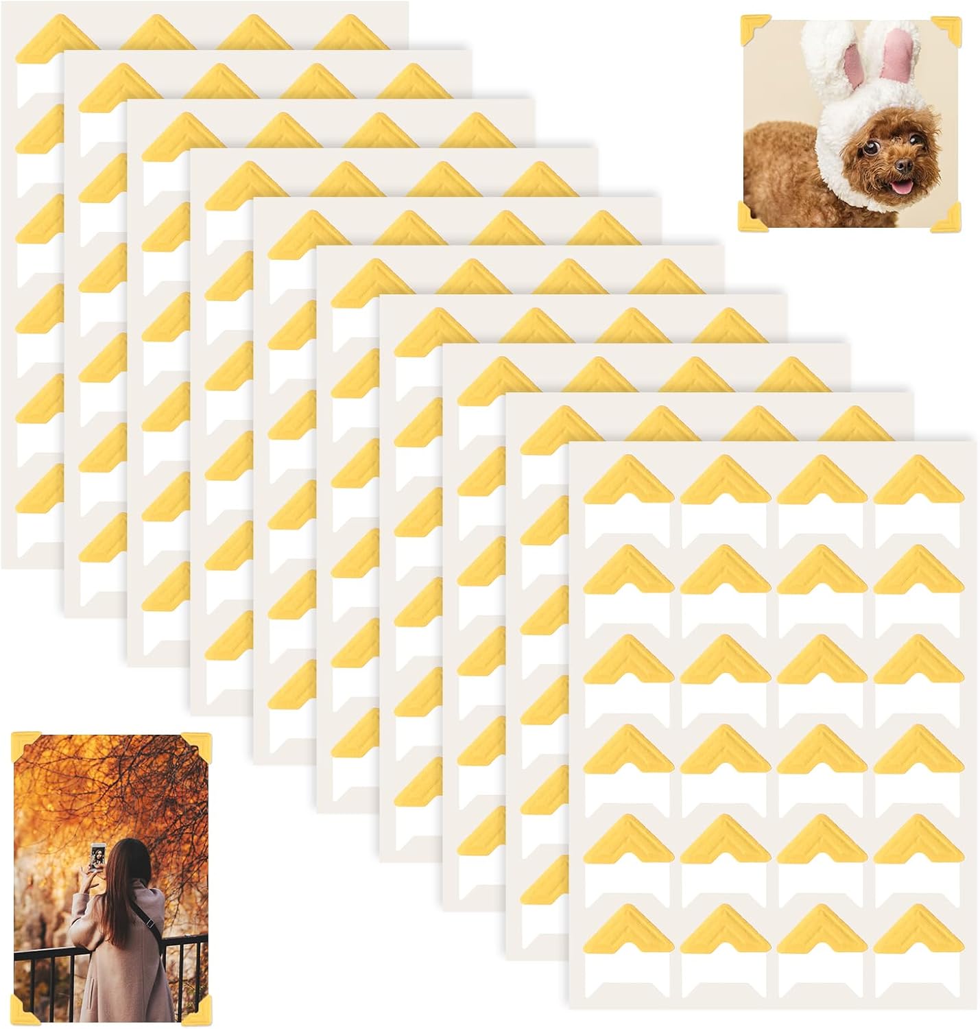 LIQWEI 240 Pcs Photo Corners for Scrapbooking, Photo Corners Self Adhesive Picture Stickers, Gold Wedding Scrapbook Picture Mounting Corner for DIY Scrapbook, Album, Memory Books, Diary