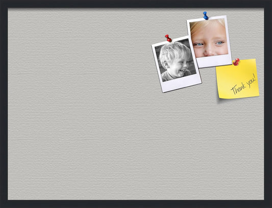 PinPix 32x24 Inch Cork Bulletin Board. This Decorative Framed Pin Board Comes with Light Stone Design and a Satin Black Frame. Ideal for Home Office Decor or Message Board (PinPix-1809)