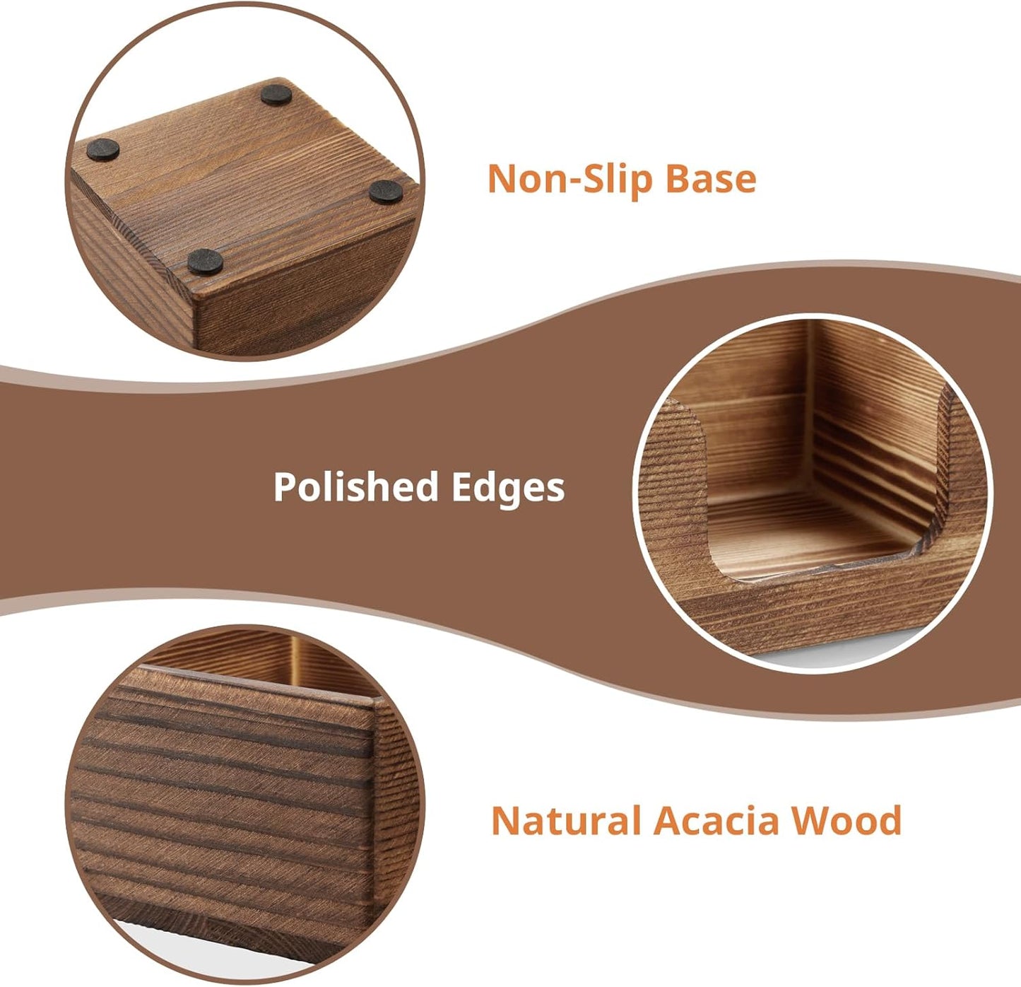 Sticky Note Holder, Burnt Wood Post It Note Dispenser for Office Desk Accessories, Self Stick Note Pad Holder, Memo Pad Holder Dispenser Organizer for School Office Desk Supplies