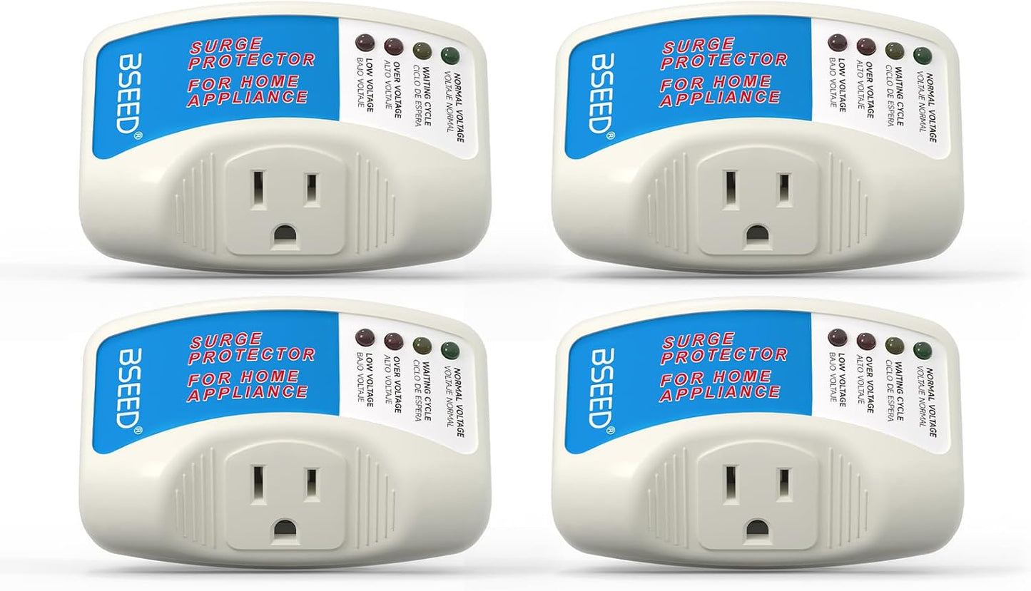 BSEED Voltage Protector, Single Outlet Surge Protector for Valuable Home Appliance Multi-Function Plug with Protection Wall Mount Power Suppressor for TV/PC/Refrigerator, 15A,125V, 1875W, 4 Pack
