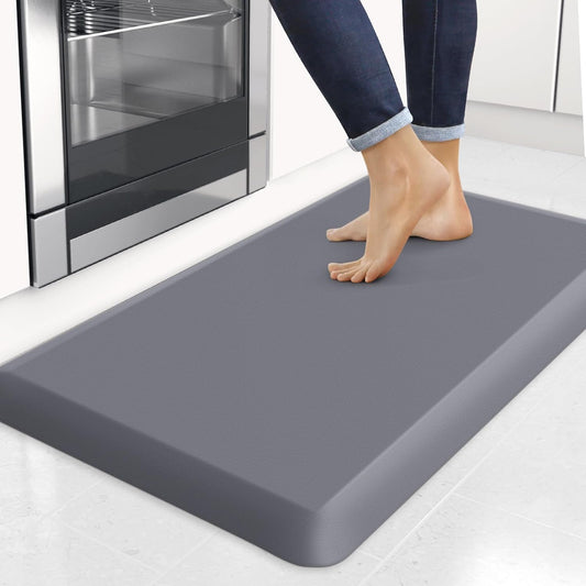 4/5 Inch Thick Kitchen Mats for Floor, StepRite Kitchen Rug for Standing Desk, Non-Slip, Thicker, Stain Resistant, Waterproof, Comfort Anti Fatigue Floor Mat for Home, Kitchen, Office - Grey,32*20''