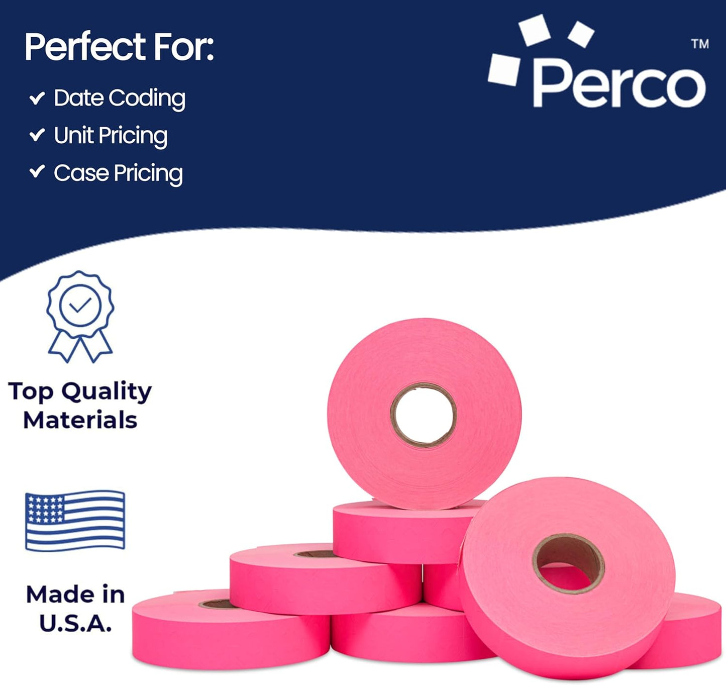 Perco Fluorescent Pink Pricing Labels for Monarch 1136 Price Gun - Case of 8 Sleeves, 112,000 Pricemarking Labels Value Pack