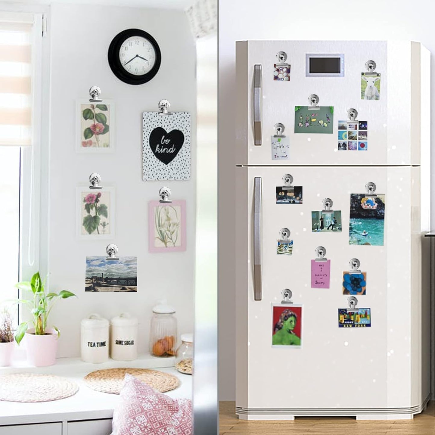 FINDMAG 20 Pack Magnetic Clips Fridge Magnets, Heavy Duty Refrigerator Magnet Clips Whiteboard Magnet, Strong Clips Magnets Scratch Free Metal Magnet Clips for Fridge, Whiteboard, Kitchen, Office