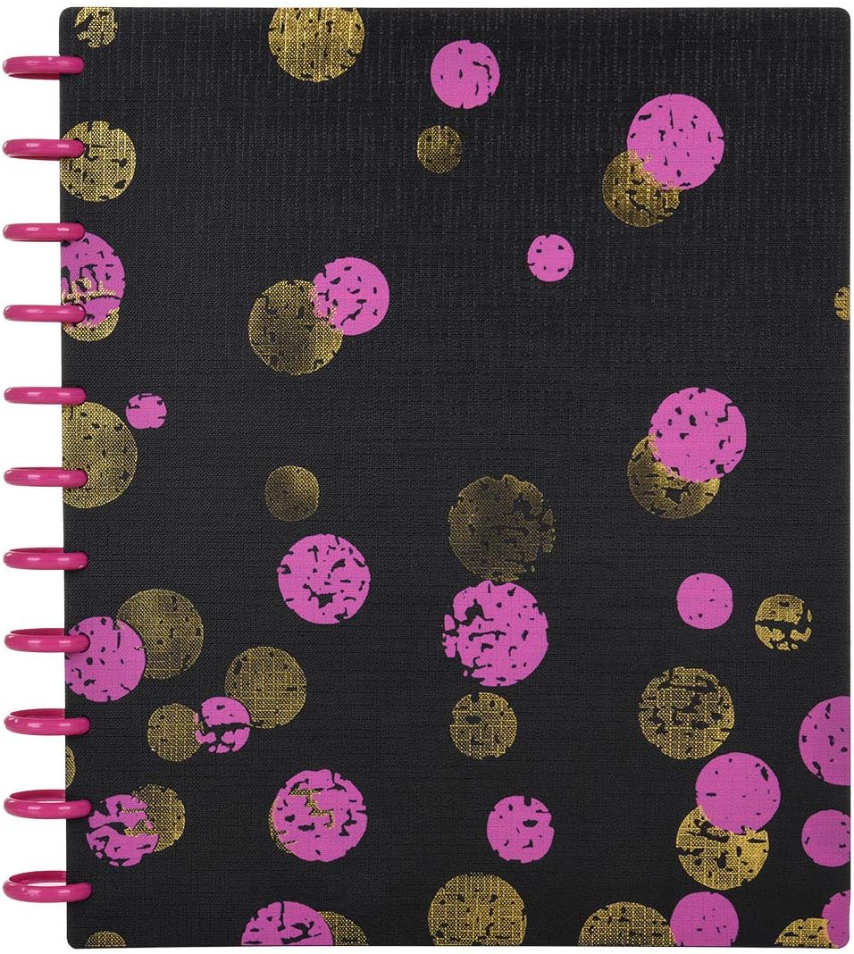 Talia Discbound Notebooks, Planner, Customizable, (xBounce Maroon w/Pink Discs, Letter (8.5in x 11in))