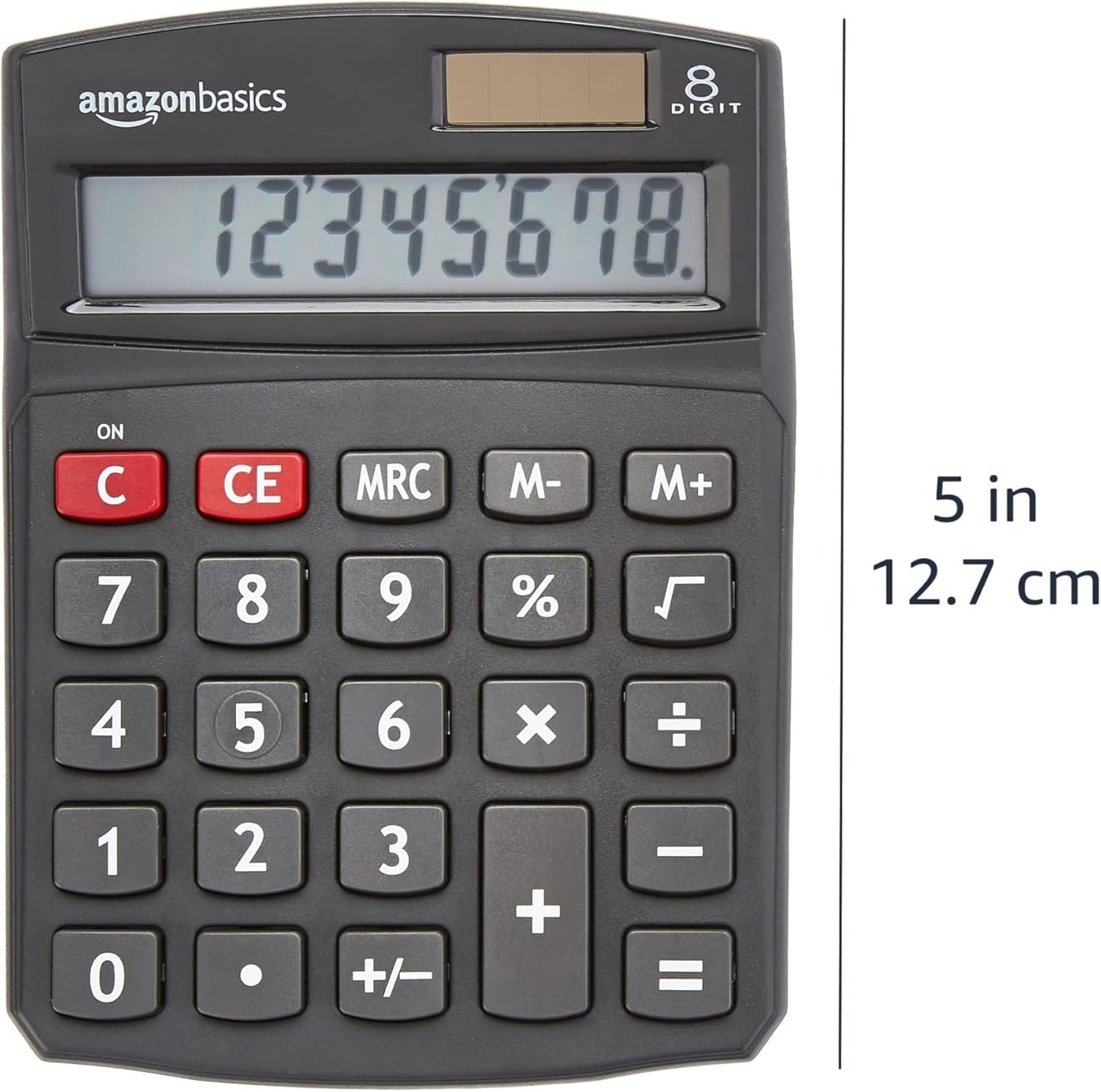 Amazon Basics LCD 8-Digit Desktop Calculator, Portable and Easy to Use, Black, 1-Pack