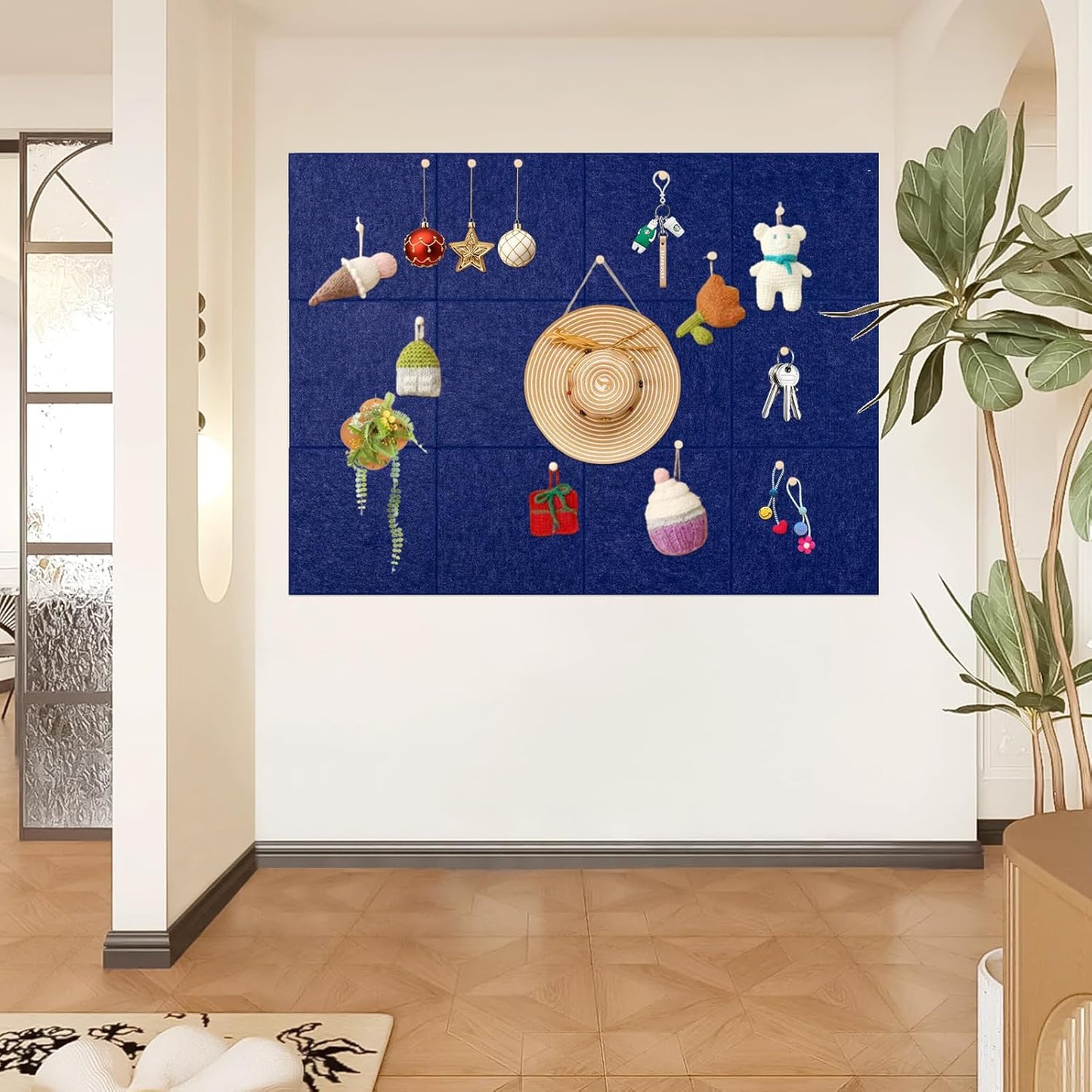 Large Cork Board Alternative, 12 Pack Felt Board with Safe Removable Adhesive Tabs Felt Wall Tiles, Large Cork Boards for Walls, Cork Board for Home Office, Pin Boards for Walls, Royal Blue