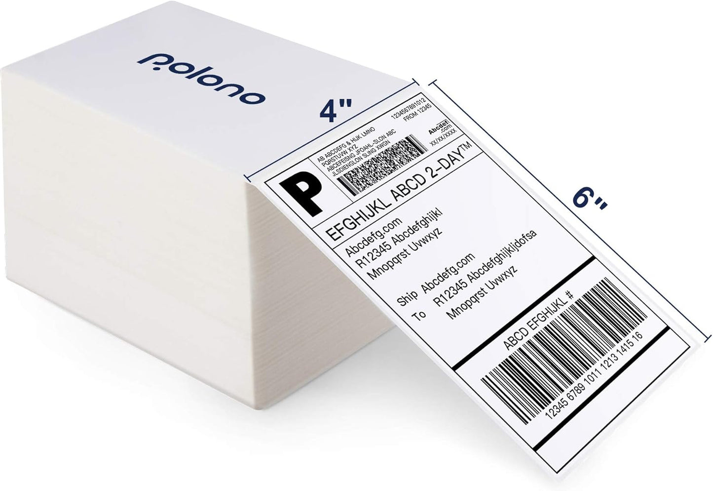 POLONO Genuine 4" x 6" Direct Thermal Shipping Label, Thermal Label (Pack of 500), Perforated Fanfold Labels Compatible with POLONO PL80E, PL70E, PL60 Label Printer, BPA & BPS Free, Commercial Grade