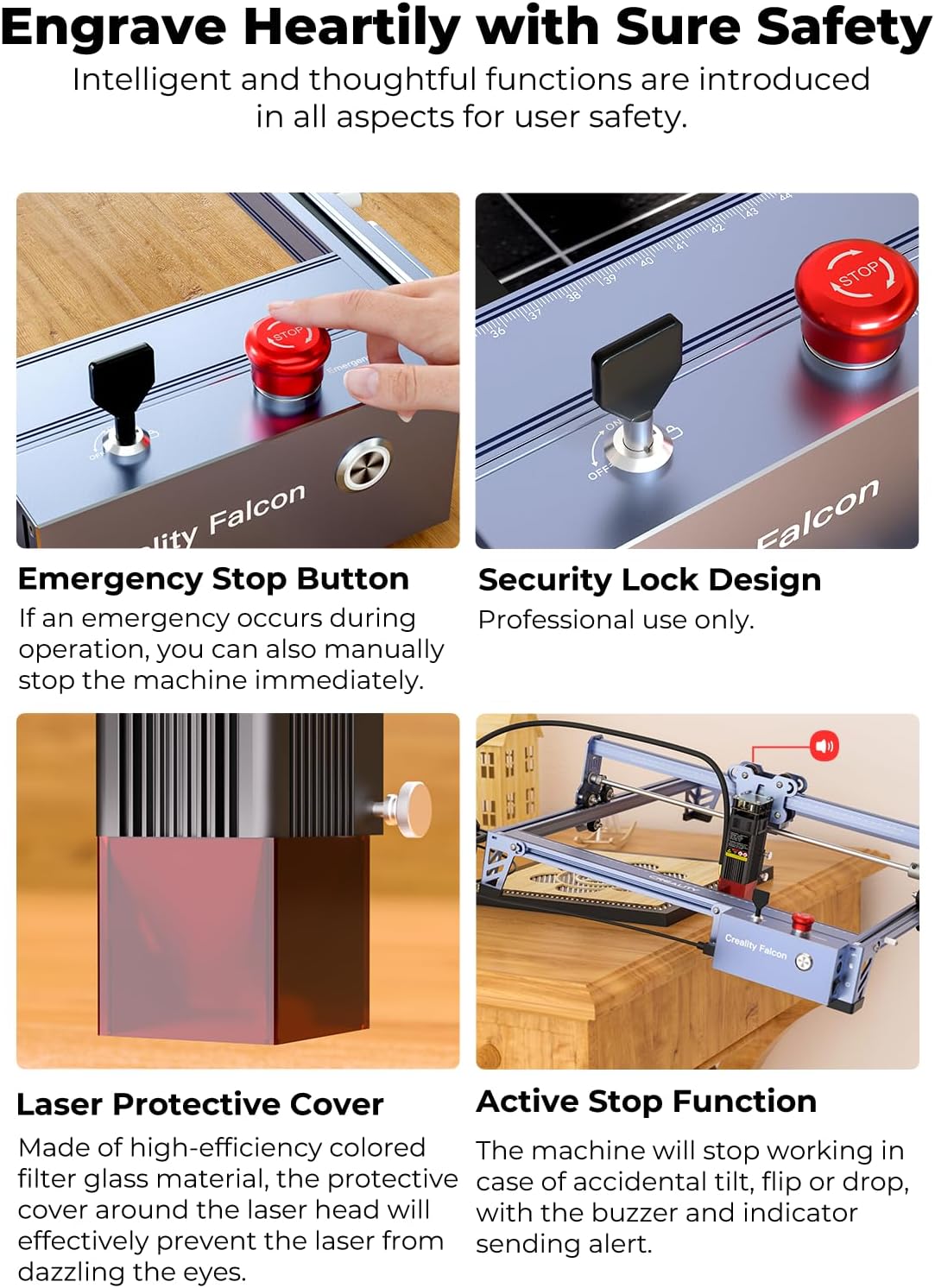 Creality 72W Output Power Laser Engraver, Falcon Pro 10W with Air Assist Laser Engraving Machine, CNC Machine Laser Engraver for Wood and Metal, Paper, Acrylic, Leather