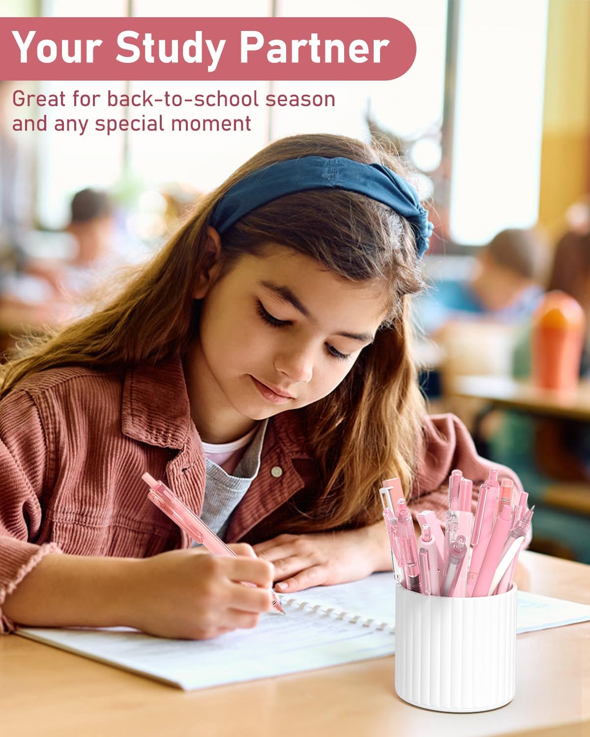 Four Candies 14Pack Pastel Gel Ink Pen Set,Cute Retractable 0.5mm Fine Point Pen,11 Pack Black Ink and 1 Pc Purple Ink Pens with 2Pcs Highlighter for School, Office, Mothers Day Gifts(Purple)