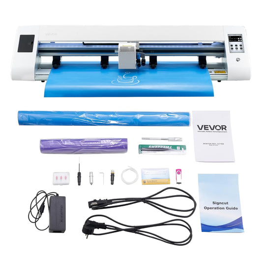VEVOR Cutting Machine, Automatic Edge Detection Vinyl Cutter Machine with Two Types of Blades, Design Software and Materials, Compatible with Multiple File Formats, for Creating Customized DIY Crafts