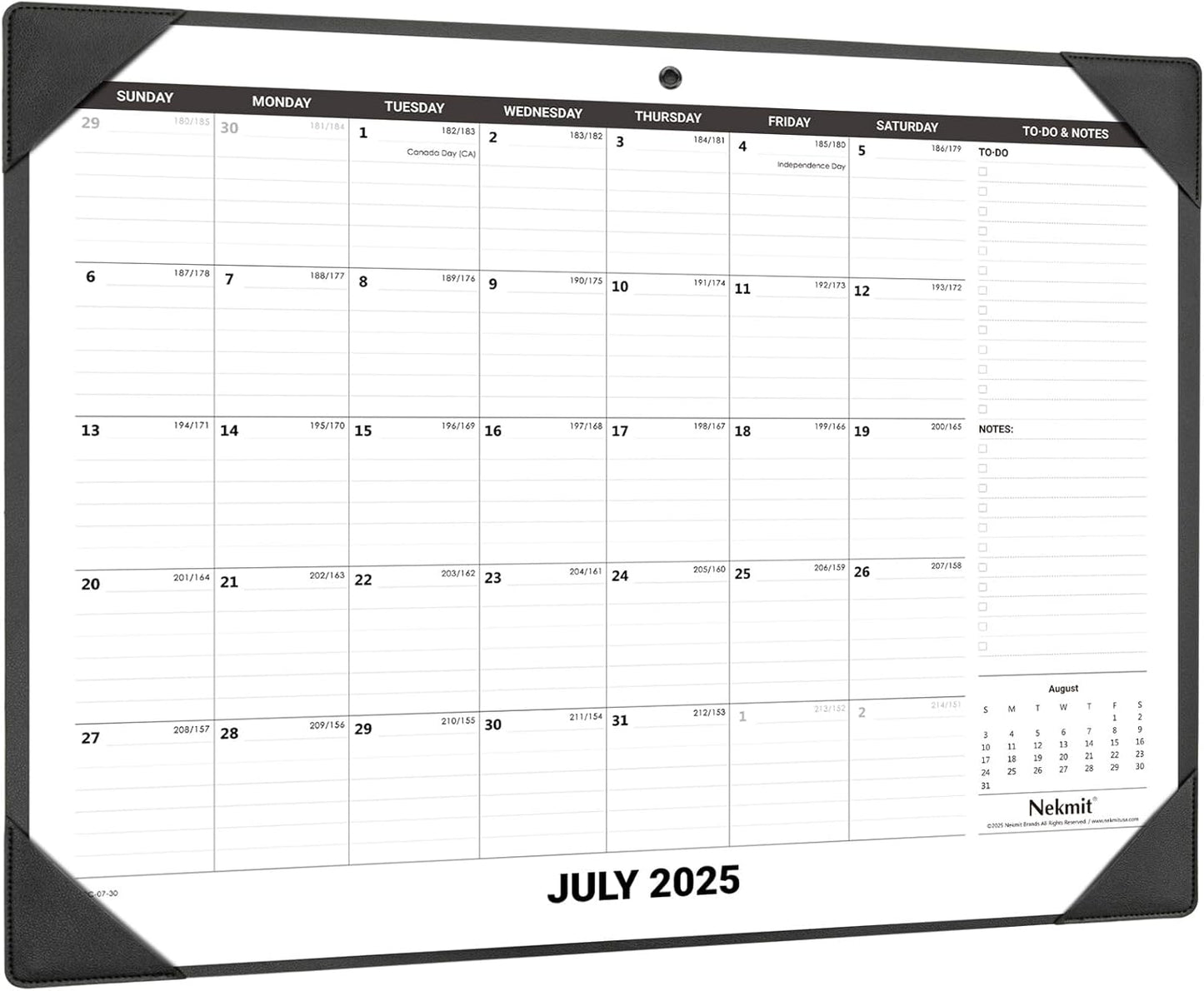 Nekmit Large Desk Calendar 2025-2026 with Desk Protecting Pad, Runs from Jul 2025 - Dec 2026, Office Supplies 21" x 16 1/2" Desktop Calendar for Life Planning or Organizing