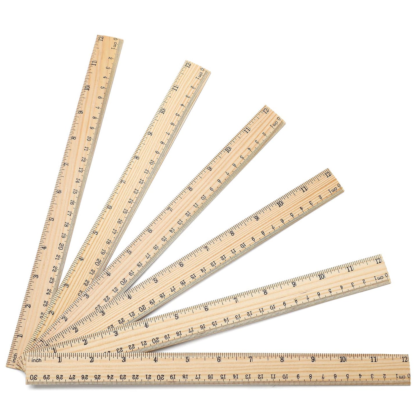 25 Pack Wooden Ruler 12 Inch Rulers Bulk Wood Measuring Ruler Office Ruler 2 Scale