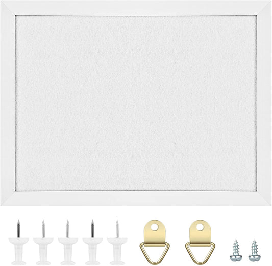 TORASO Cork Board Bulletin Board, Cork Boards for Walls with Pins, Eye Bolts, gaskets, Screws, Pin Board for Office, School and Home (White, 17“x23-1P)