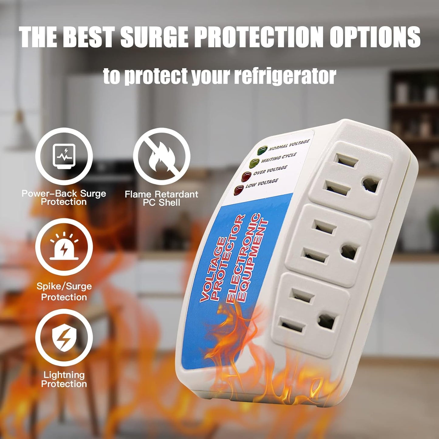 BSEED Surge Protector Power Strip for Home Appliance, 3 Outlet Power Surge Protector, Voltage Protector Brownout Surge Refrigerator 1875W, 120V, 15A, 1 Pack