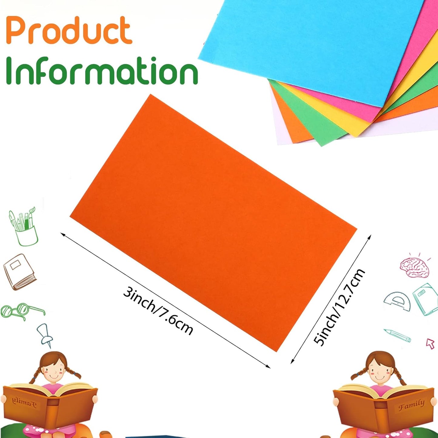 Fainne 300 Pcs Blank Index Cards 180 Gsm Thick Card Stock Assorted Color Neon Blank Flash Cards Colorful Study Notecards for Organizing(3 x 5 Inch,Vivid Colors)