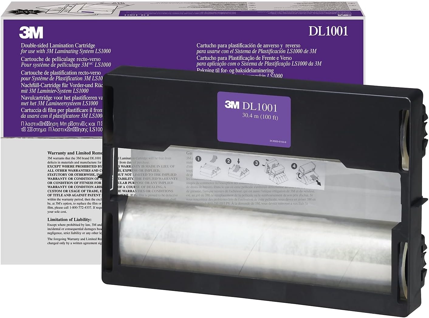 3M Dual Laminate Refill, 12 Inches x 100 Feet Roll, Heat-Free Laminating (DL1001) Clear