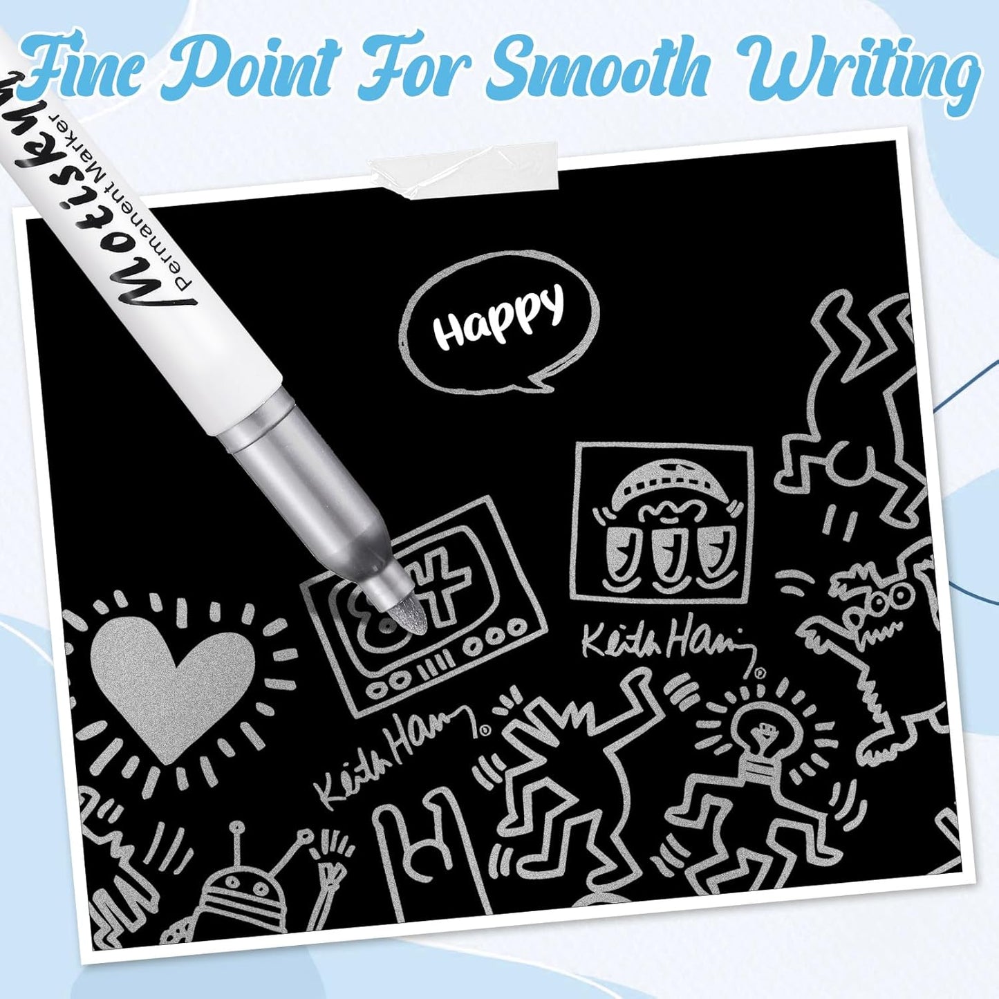 48 Pcs Metallic Permanent Markers Bulk Metallic Marker Pens Medium Tip Quick Dry Paint Pen for Classroom DIY Crafts Artist Illustration Gift Card Making(Silver)