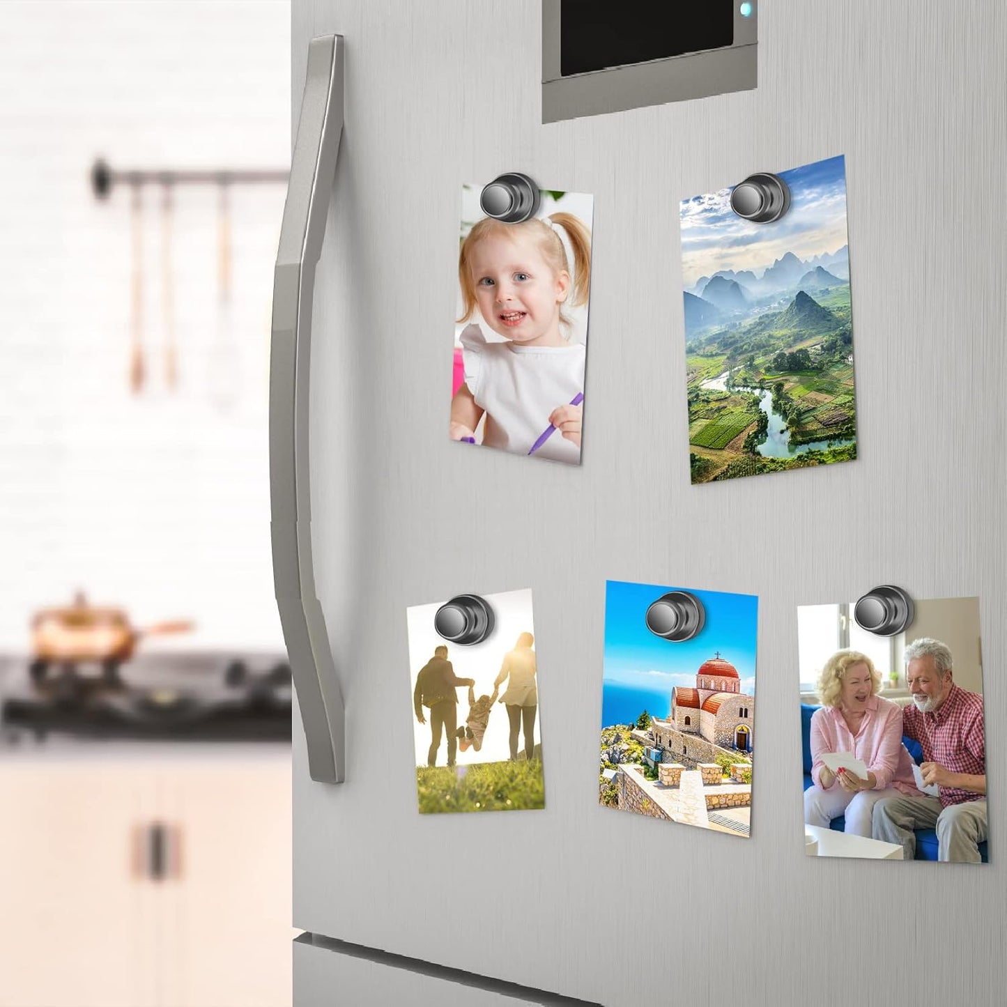 20 Pack Strong Refrigerator Magnets - Whiteboard, Small Fridge, Magnetic Push Pins - Brushed Nickel for Kitchen, Office, School, Locker, Map