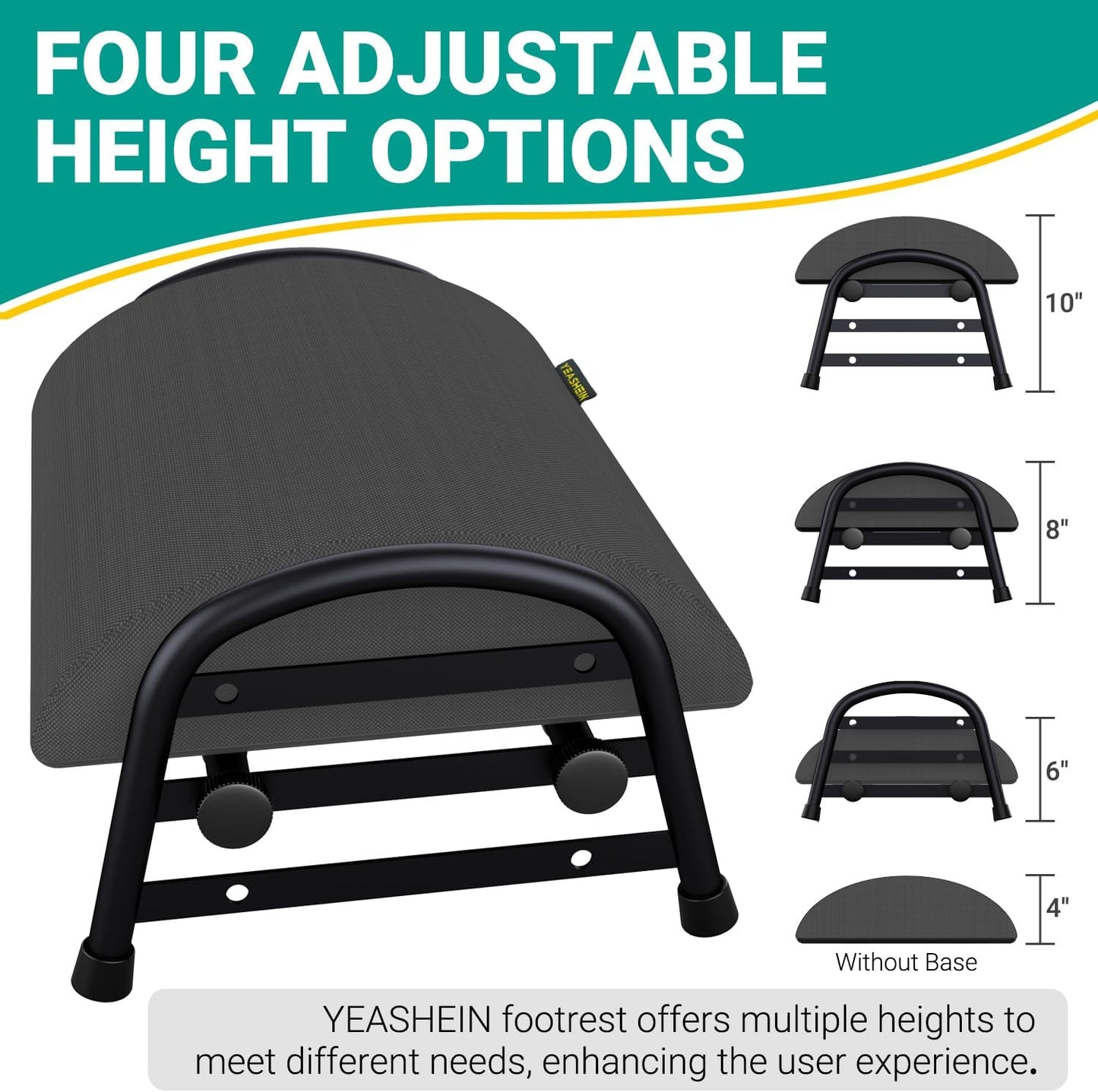 Comfortable Foot Stool for Desk, Adjustable Height Footrest with Washable Cover, Under Desk Foot Rest for Office