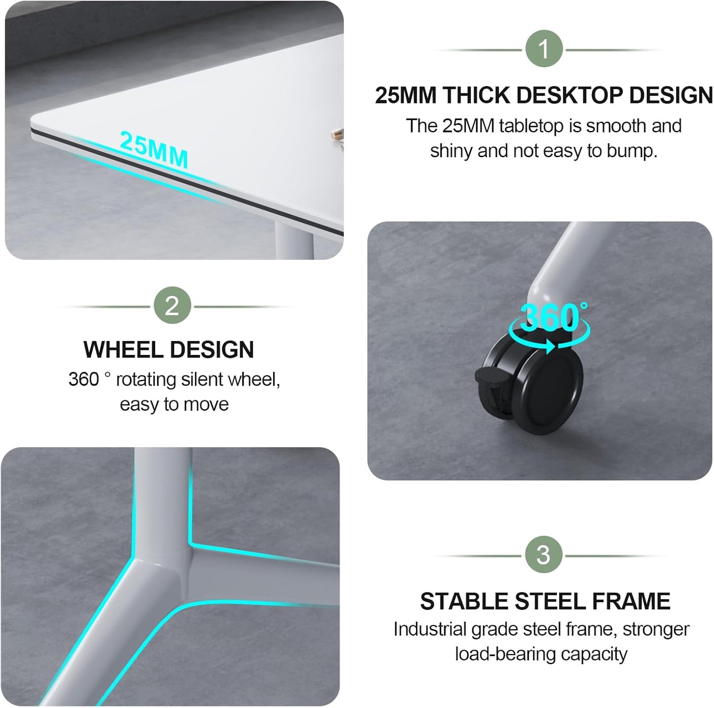 Conference Room Tables,Folding Conference Tables Rolling Meeting Modern Training Table with Flip Top,Mobile Conference Table with Four Locking Wheels,for Meeting Room Office Classroom(2Pack 61in)