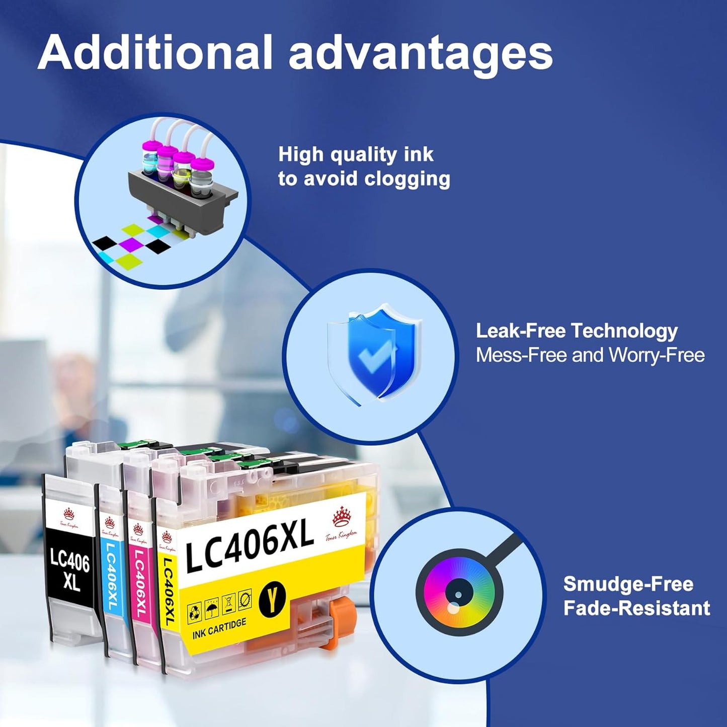 Toner Kingdom Compatible for LC406 LC406XL Ink Cartridges for Brother Printer Work with Brother MFC-J4335DW MFC-J5855DW MFC-J6555DW MFC-J6555DW MFC-J6955DW MFC-J4535DW Printer(High Yield，4-Pack)