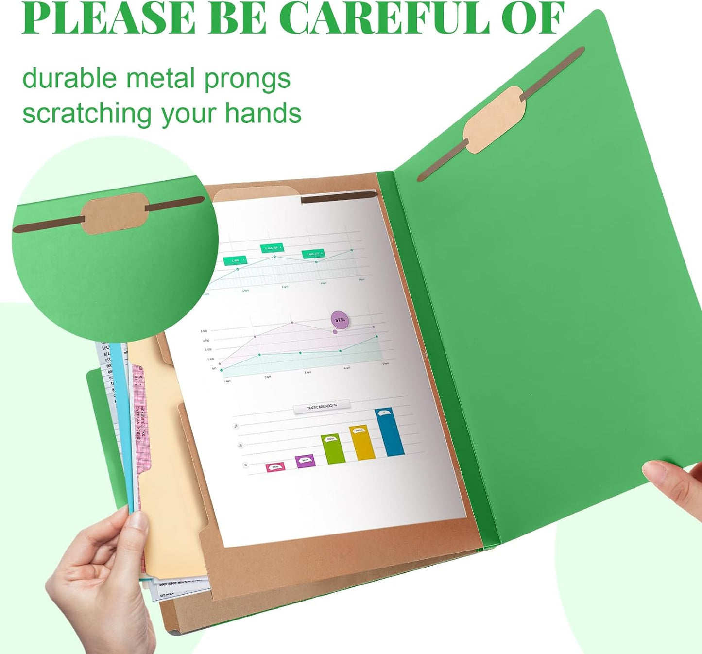 12 Pcs Classification Folders Letter Size, 2 Pocket Dividers Pressboard File Folder with Fasteners, Expanding File Organizer Bulk for Teachers, Clergy, Office, Church, Christmas (Green)