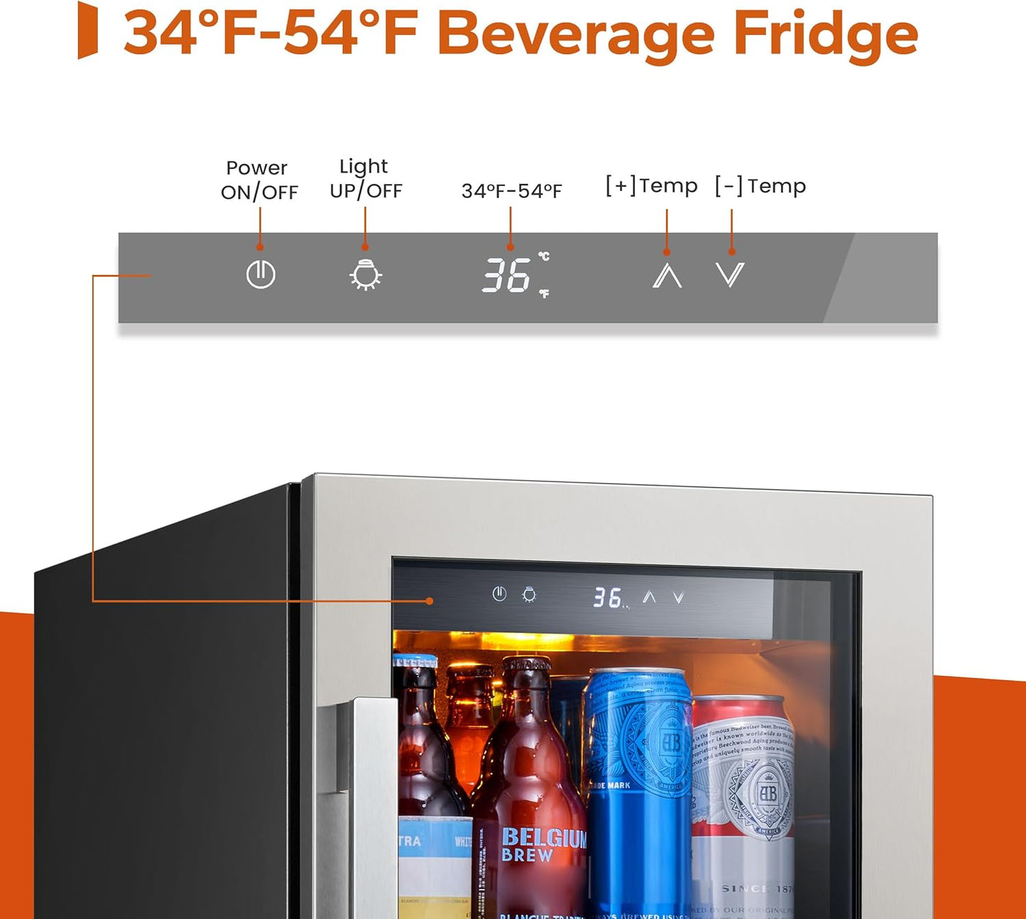Ca'Lefort Beverage Refrigerator Cooler - 30 Inch 34-54°F Beverage Fridge Glass Door, Drink Fridge Glass Door 3 LED Beverage Cooler Built-in or Freestanding, Perfect for Home/Kitchen(6.0 Cu.ft)
