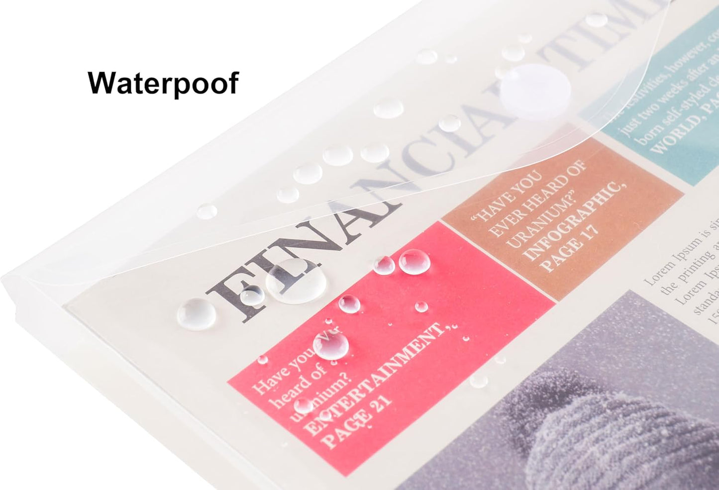 8.5 x 11 Letter Sized Clear Plastic Envelopes with Expanding Gusset Document File Storage Holder 40 Pack Hook Loop Closure