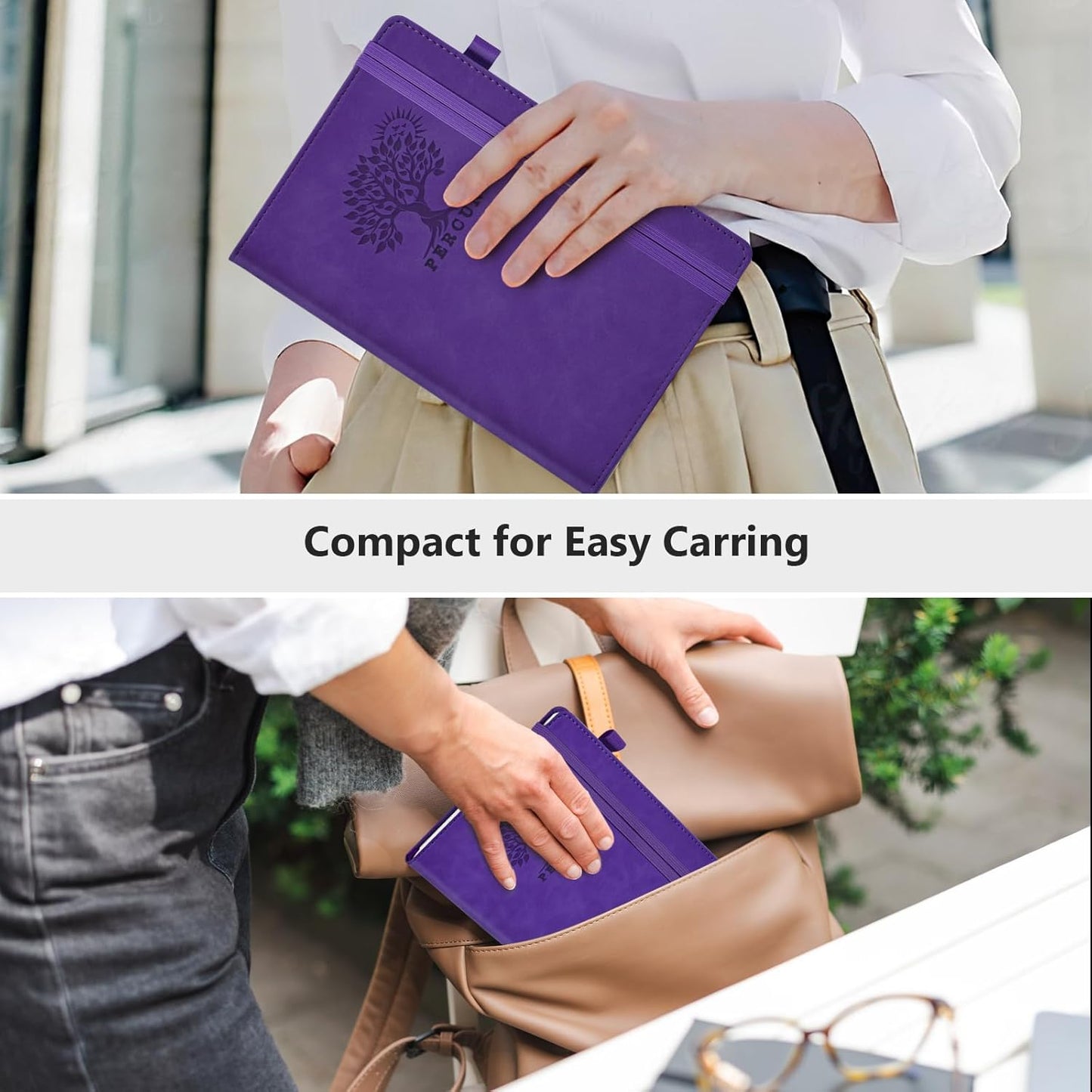 PERCUN Blank Journal Ntebook for Men & Women, 160 Pages Blank Journals for Writing, Drawing,Sketch Book,5.9" x 8.5" Leather Sketchbook, Unlined Notebook for Work, School, Art - Purple