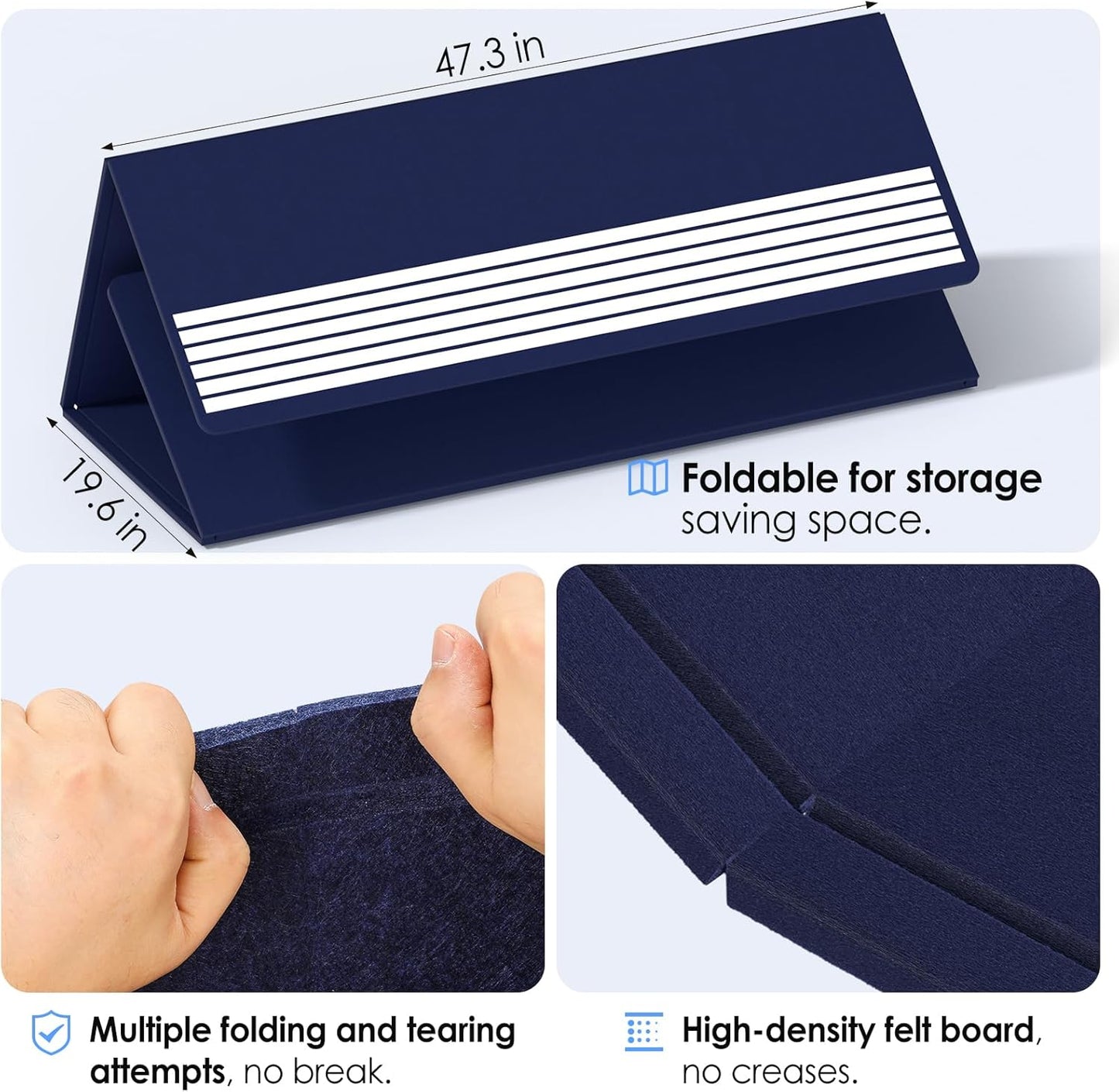 MaxGear Extra Large Bulletin Board 72" x 48", Foldable Felt Board Vision Board Supplies, Cork Board for Office, Home, School, Small Pin Boards for Walls Decorative Display Board Dark Blue