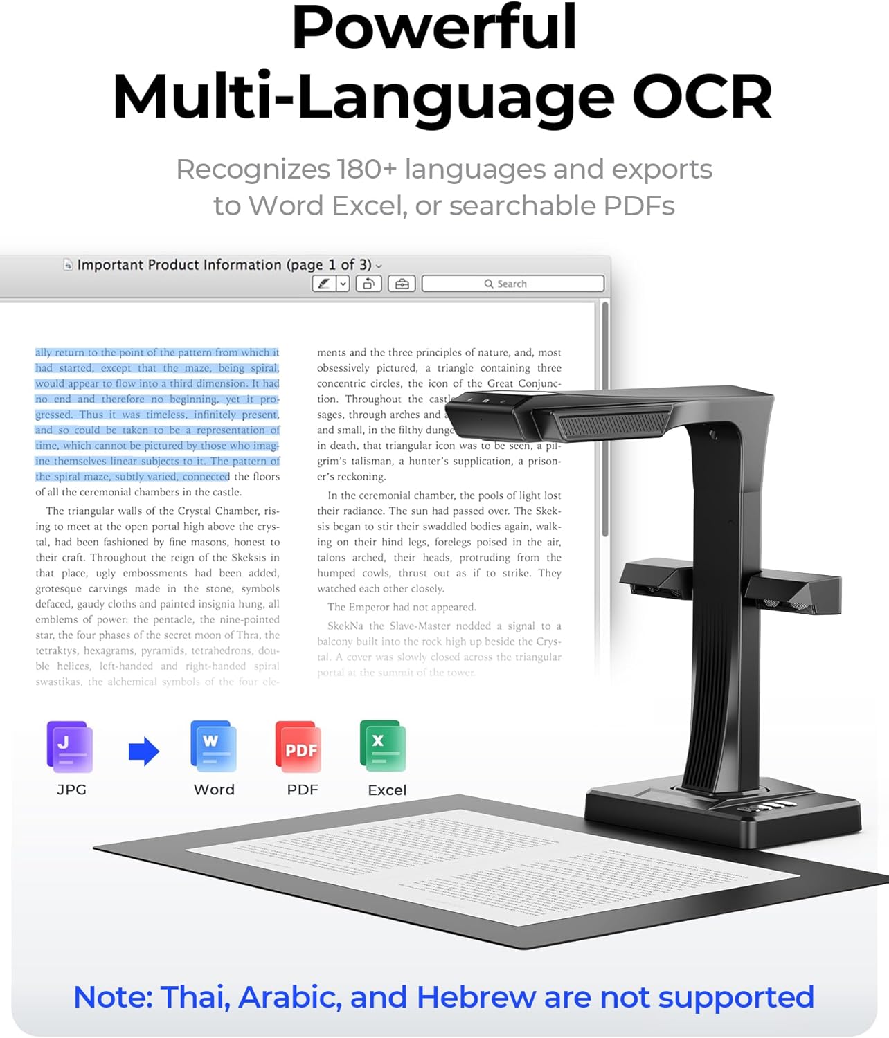 CZUR ET MAX Professional Book Scanner, 38MP Document Camera, Laser Curve-Flatten, USB High Speed Document Scanner, 180+ Languages OCR, Capture A3, Support HDMI, for Windows/MacOS/Linux