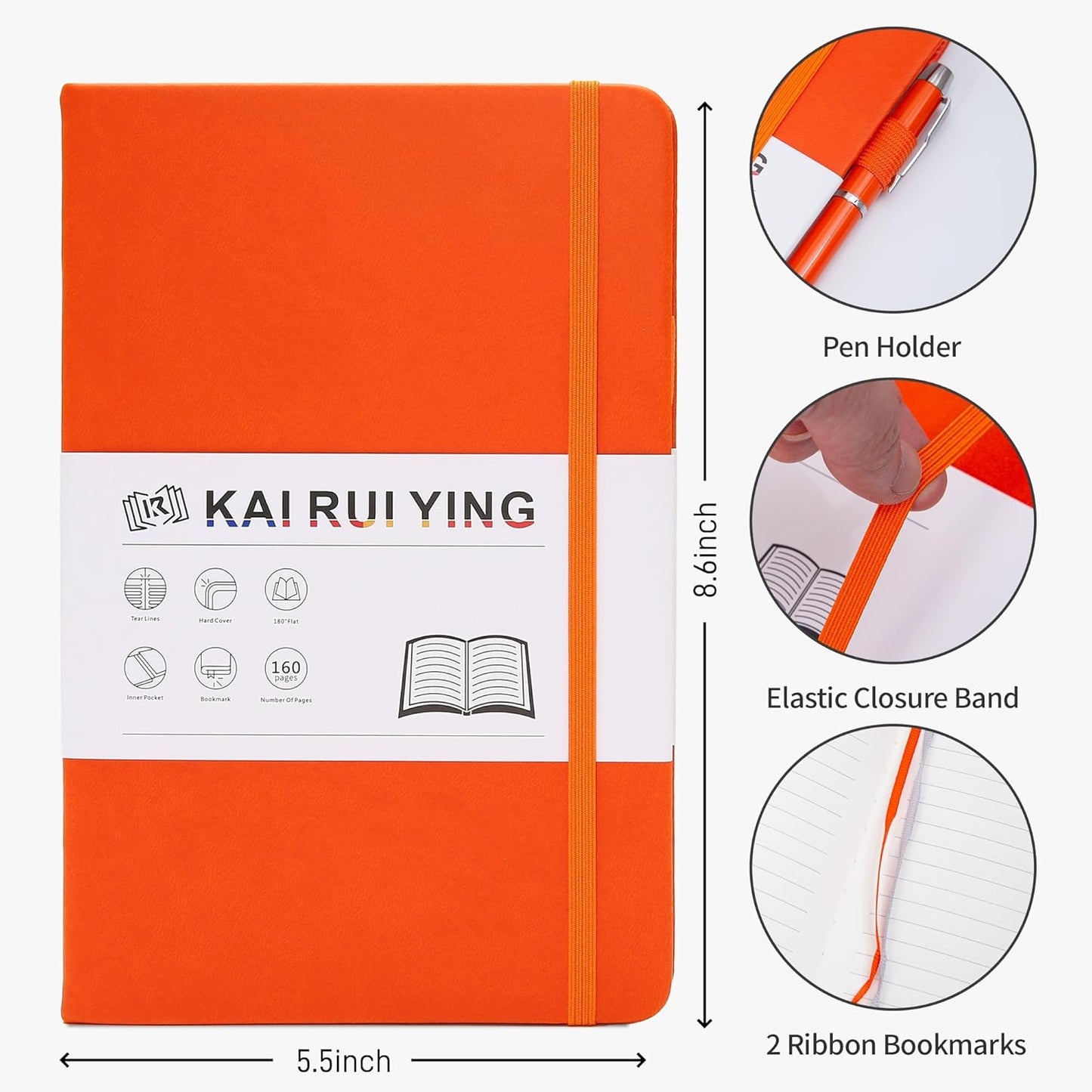 KaiRuiYing 3 Pack Lined Journal Notebooks for Work, 160 Pages, 5.5"x8.6", Hardcover, Colorful A5 Medium College Ruled, Journaling Notebooks for Notes-Taking, Fits for Office School Home