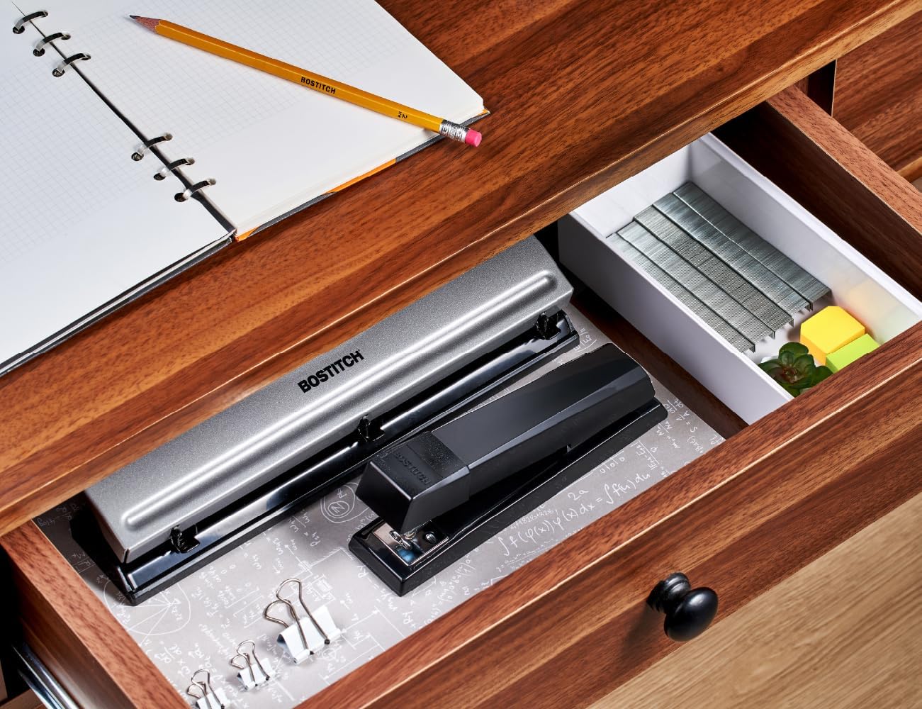 Bostitch Office Stapler, No-Jam Premium for Desktop, Includes 1,250 Staples, Full-Strip, 25 Sheet Capacity, Black