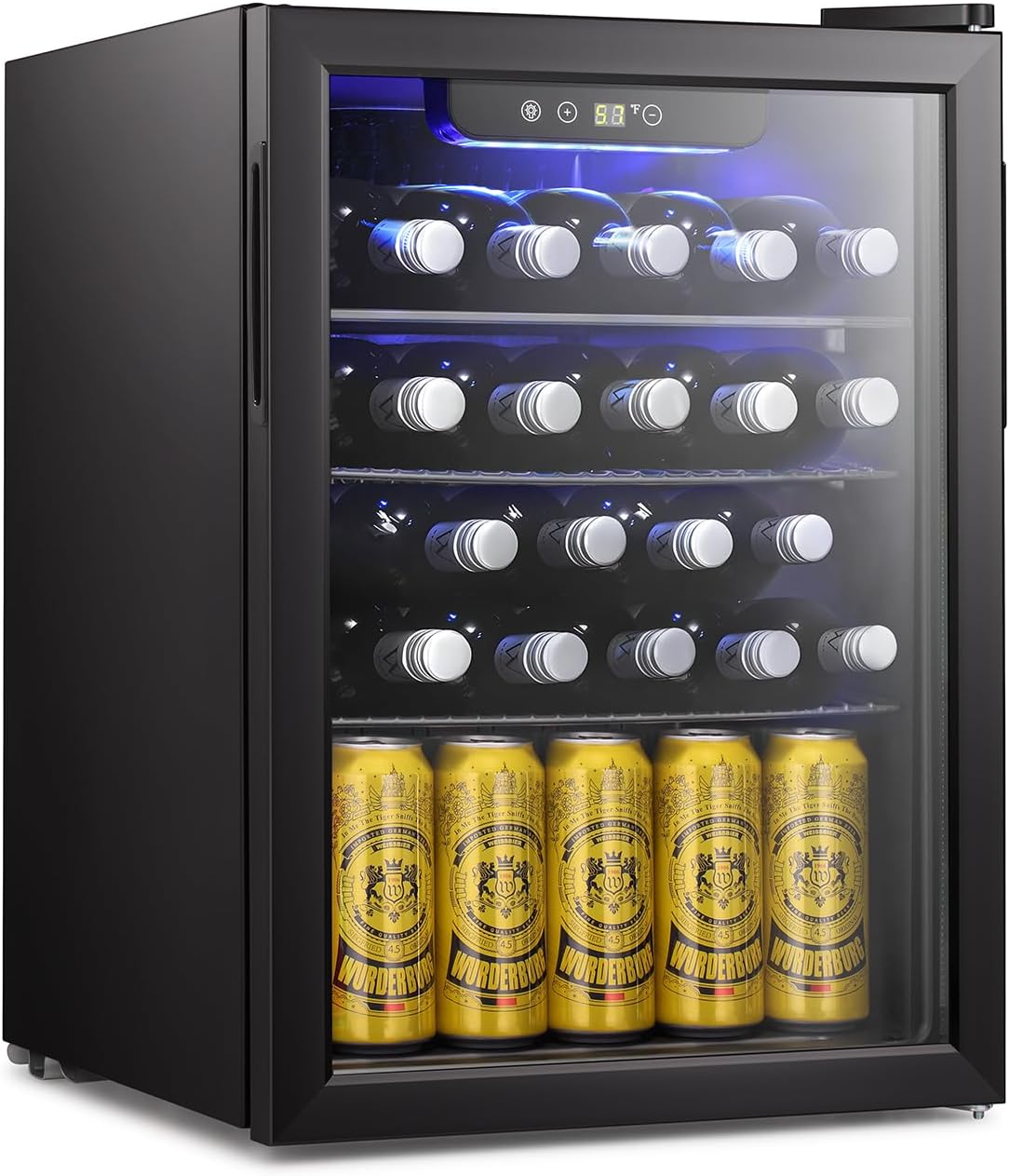 Antarctic Star 24 Bottle Wine Cooler/Cabinet Beverage Refrigerator Small Mini Wine Cellar Beer Soda Clear Glass Door Bar Fridge Quiet Operation Compressor Adjust Temp Control Freestanding, 2.4 Cu. ft