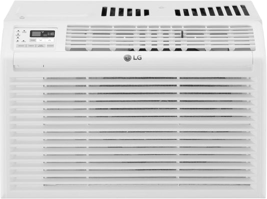 LG 6,000 BTU Window Air Conditioner, 115V, Cools 250 Sq.Ft. for Bedroom, Den, Living Room, Quiet Operation, with Remote, 2 Cooling & Fan Speeds, 2-Way Air Deflection, Auto Restart, White