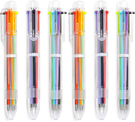 Hutou 23 Pack 0.5mm 6-in-1 Multicolor Ballpoint Pen 6 Colors Retractable Ballpoint Pens Kids Party Favors Pen (23 Pack)