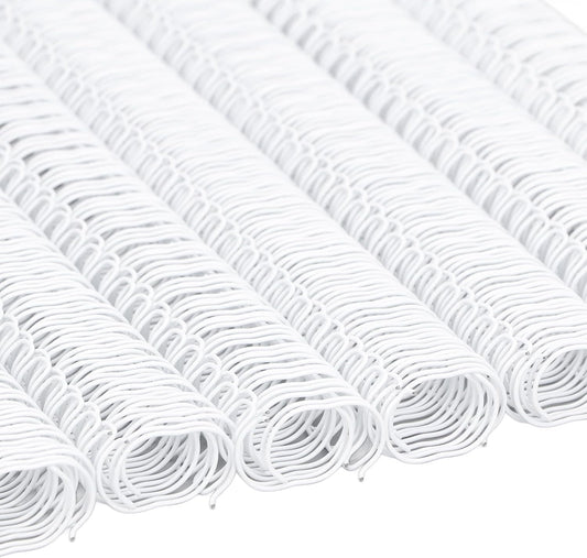 100 Pack Double Loop Wire Binding Spines, YolieraArt Wire Binding Spines, 5/8 Inch Binding Wire for Letter Size (140 Sheet Capacity), 100P, 3:1 Pitch, White)