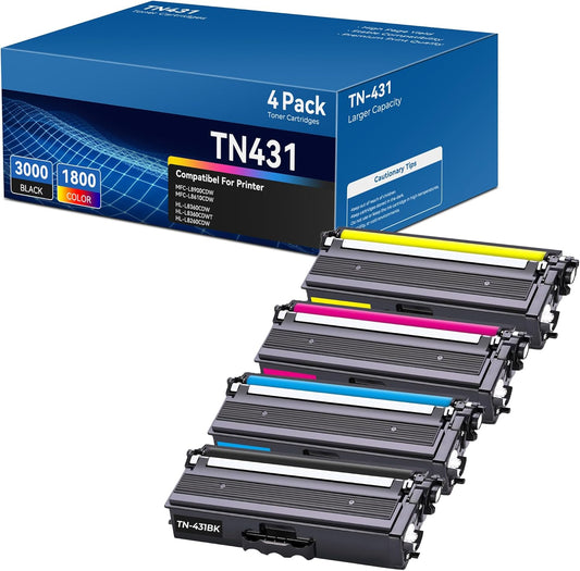 TN431 TN-431 Toner Cartridges Compatible for Brother TN431 TN-431 TN 431 for Brother MFC-L8900CDW Toner Cartridges MFC L8900CDW HL-L8360CDW HL-L8260CDW HL-L8360CDWT MFC-L8610CDW, 4-Color