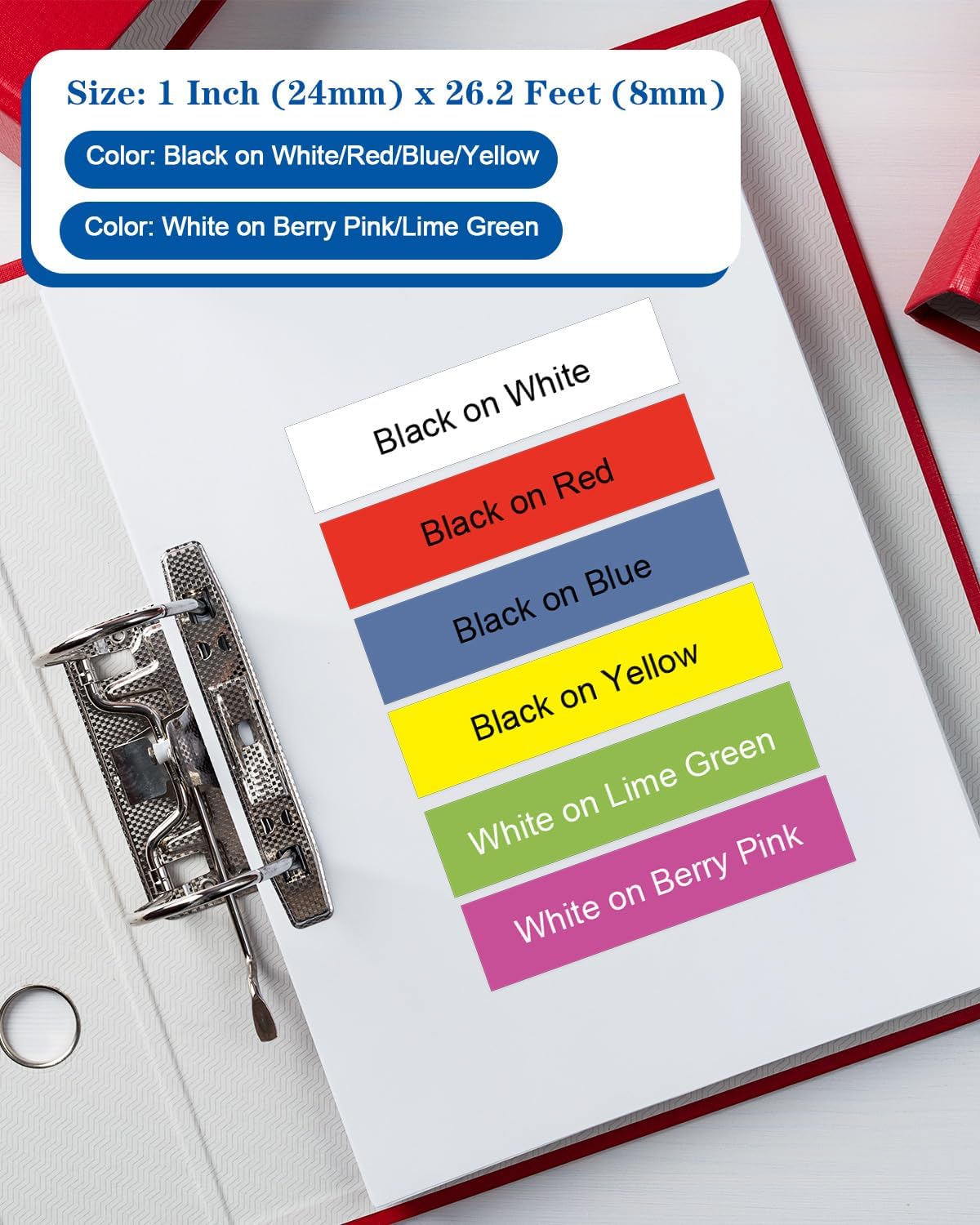 6-Pack TZe TZ Tape 24mm 0.94 Laminated Colored Compatible for Brother P Touch Label Maker Tape 1 Inch Refills for PT-D600 P700 P710BT PT-D610BT PT-P910BT PT-P750W PT-D600VP PT-P900W