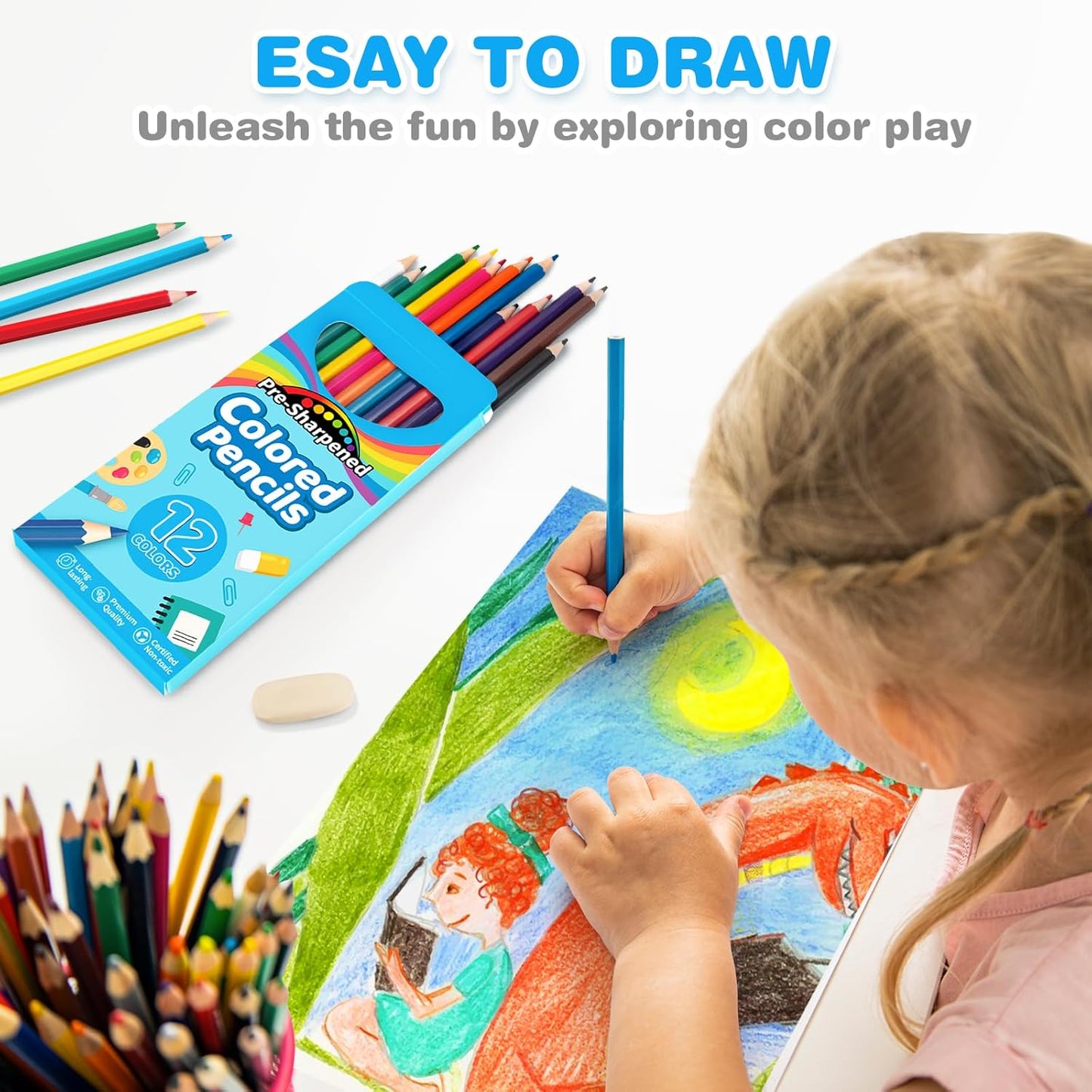 Jumlys 864 Count Colored Pencils Bulk, 72 Packs Pre-sharpened Coloring Pencils for Kids in 12 Colors, Bulk School Supplies for Teachers, Ideal Back to School Supplies & Classroom Prizes