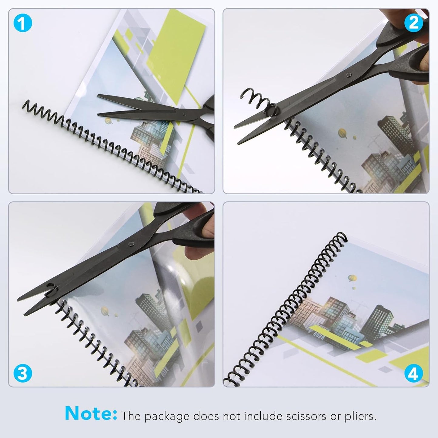 MAKEASY 100 Pack Plastic Spiral Binding Coils, 3/8"(10mm), 75 Sheet Capacity, 4:1 Pitch Black Binding Spirals for Home School and Office use