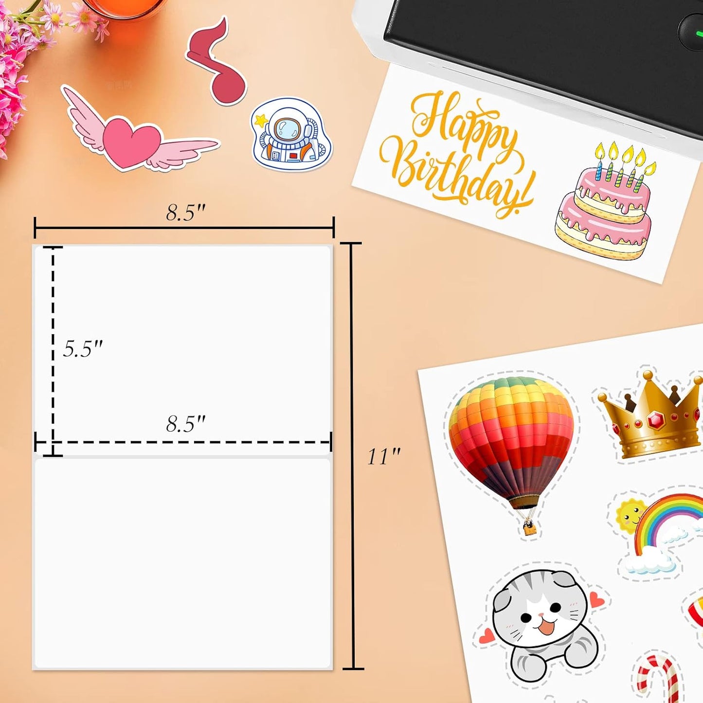 8.5" x 5.5" Half Page Self Adhesive Shipping Label, Compatible Laser & Inkjet Printers, White, 2 Labels Per Sheet(1000 Sheet Total 2000 Labels)