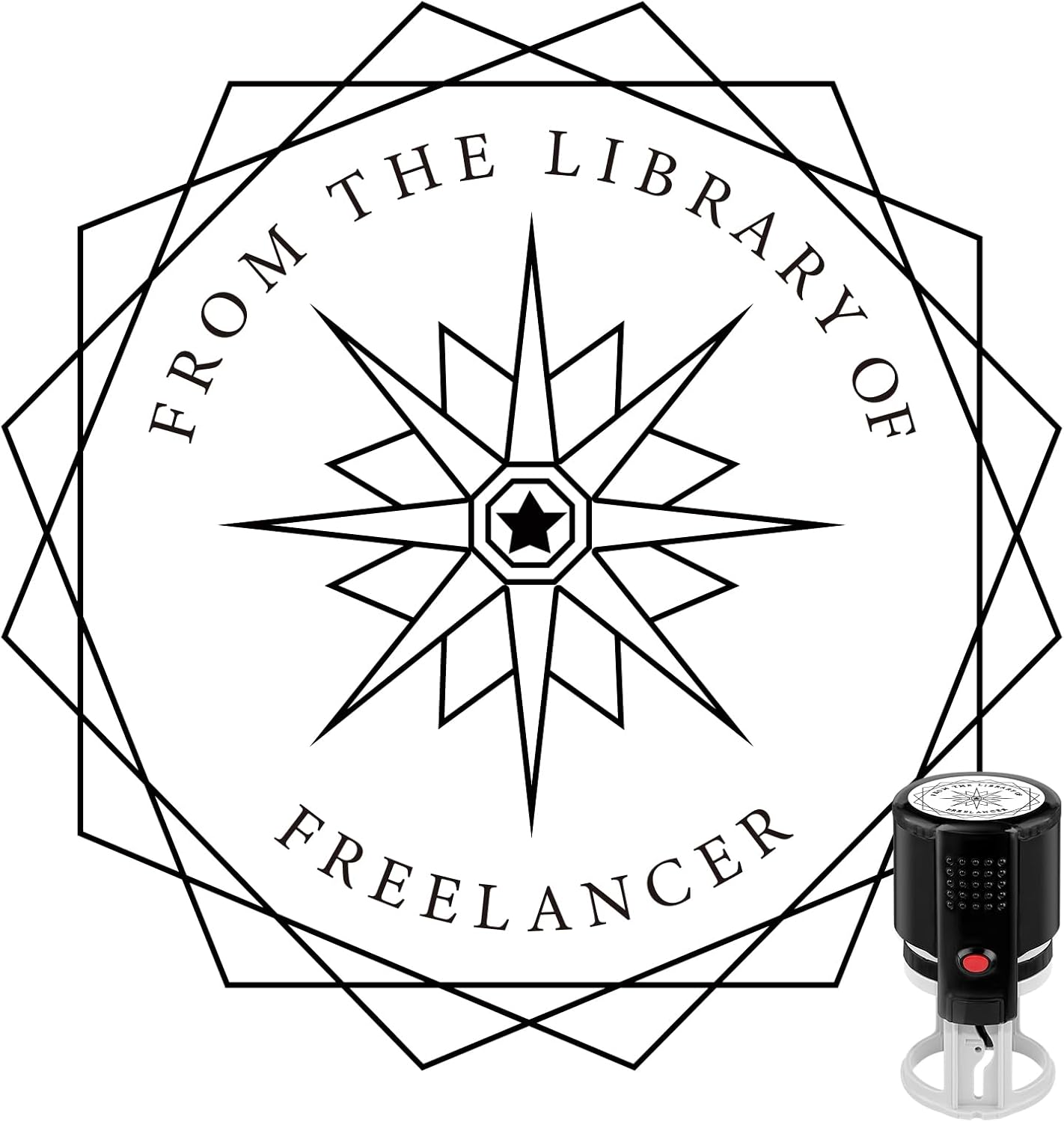 Custom Ink Stamp | Personalized Self Inking Stamp Gifts for Book Lovers, Readers, Teachers | 5 Ink Colors (Star-02)