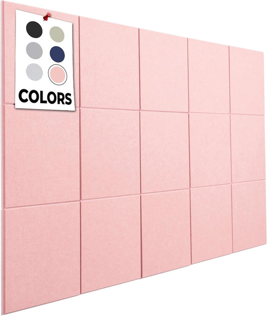 Cork Board for Office, 59" x 36" | 15 Pack | Cork Board Tiles, Large Vision Board, Wall Board, Large Corkboard, Cork Panel, Felt Wall Panels, Cork Panels, Corkboard Roll (Pink)